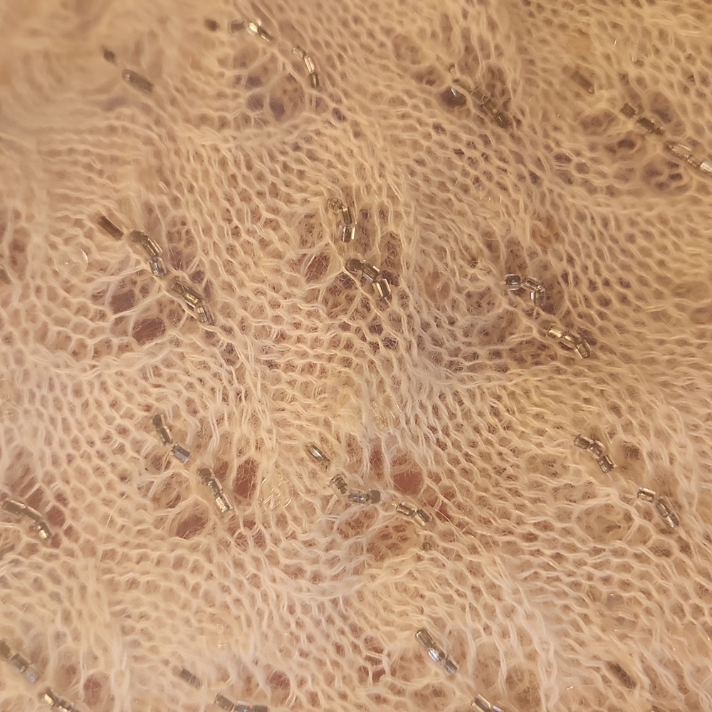 Vintage Ann Tayor Loft Cardigan Sequins And Beads Ivory Wool Size XS - Picture 7 of 9